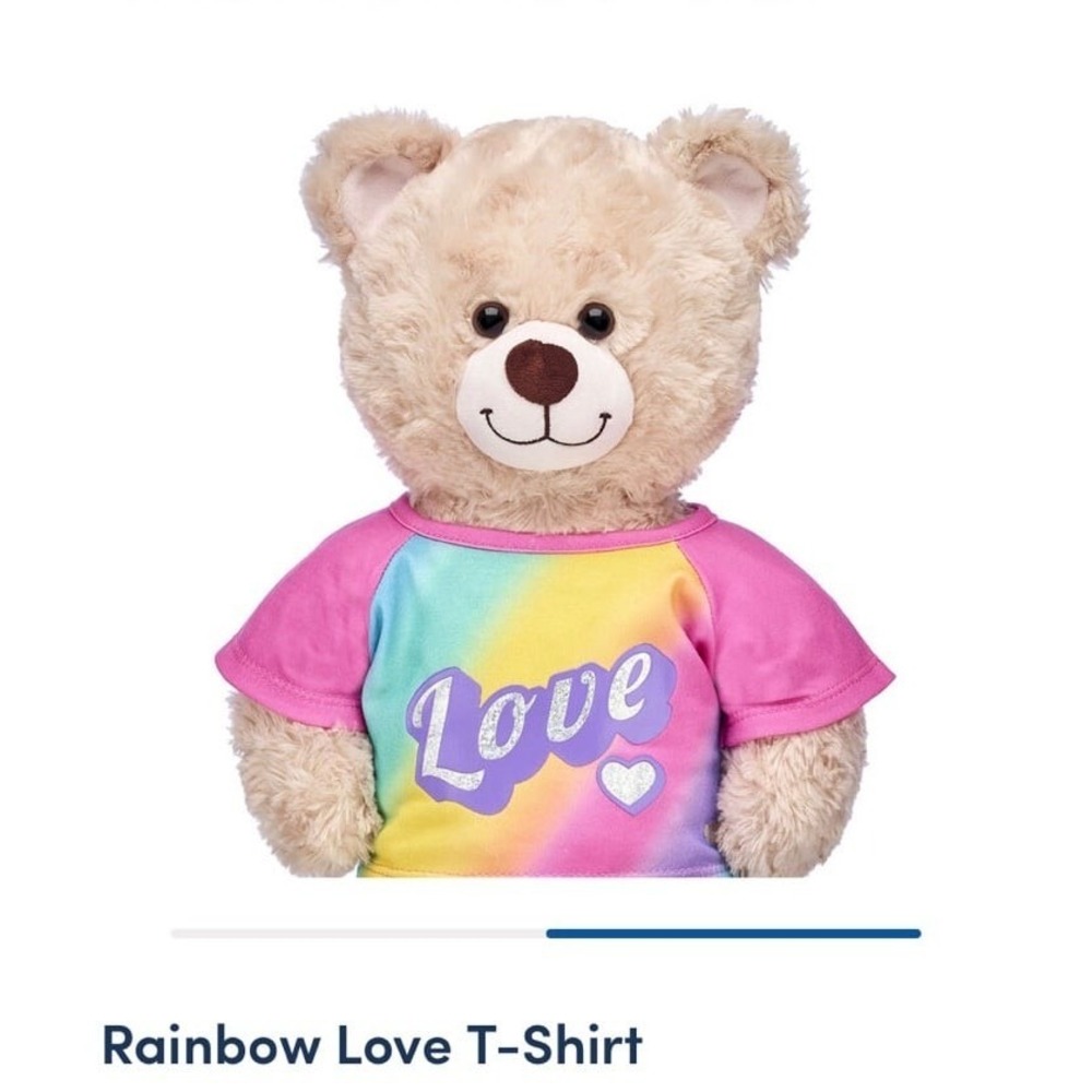 Build A Bear Workshop Outfit Rainbow Love Tshirt Glitter Denim Skirt BABW Set